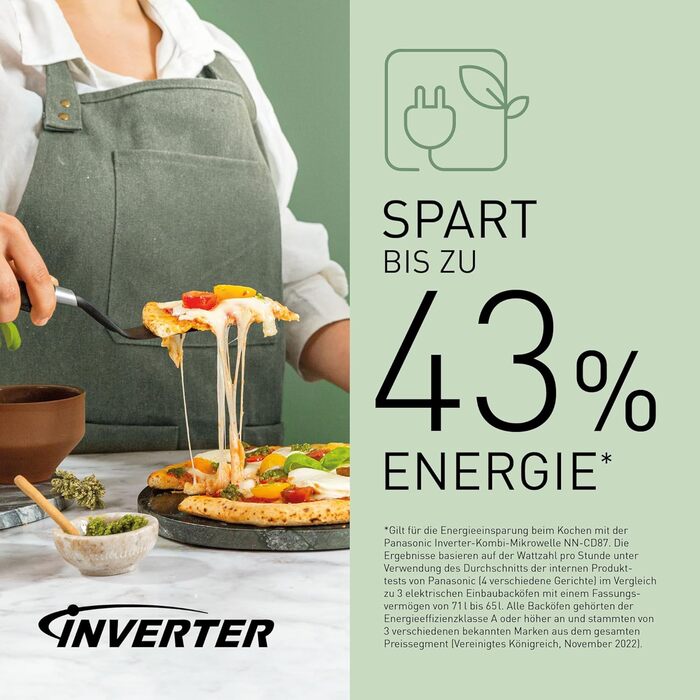 Комбінована мікрохвильова піч Panasonic NN-CD87 (1000 Вт, з гарячим повітрям і грилем, інверторна мікрохвильова піч, 34 літри) нержавіюча сталь, срібляста одинарна мікрохвильова піч NN-CD87