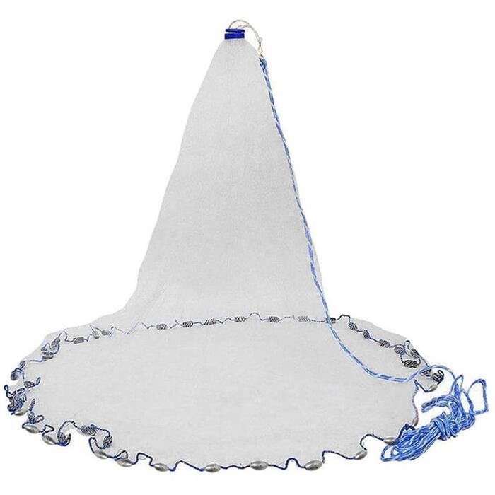 Рибальська сітка-приманка, легкий закид, рибальська сітка ручної роботи, діаметр 10 футів / 3 м, легка ручна рибальська приманка, нейлонова сітка 5/8 дюйма з грузилом для рибальських снастей