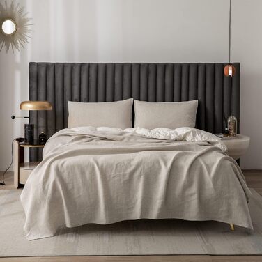 Льняна постільна білизна CHUFFED, 100 льон, простирадло з пранням, дихаюча постільна білизна для фермерських будинків, м&39яке пране покриття, лише простирадло, 1 простирадло (150 см x 250 см, натуральний льон), 150250 см