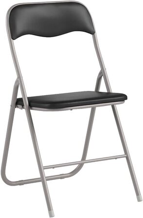 Складані стільці, комплект з 2 шт. , М&39які складні стільці з металевим каркасом та штучною шкірою, компактні, вантажопідйомність до 100 кг, ідеально підходять як кухонні та садові стільці, сріблясто-чорні