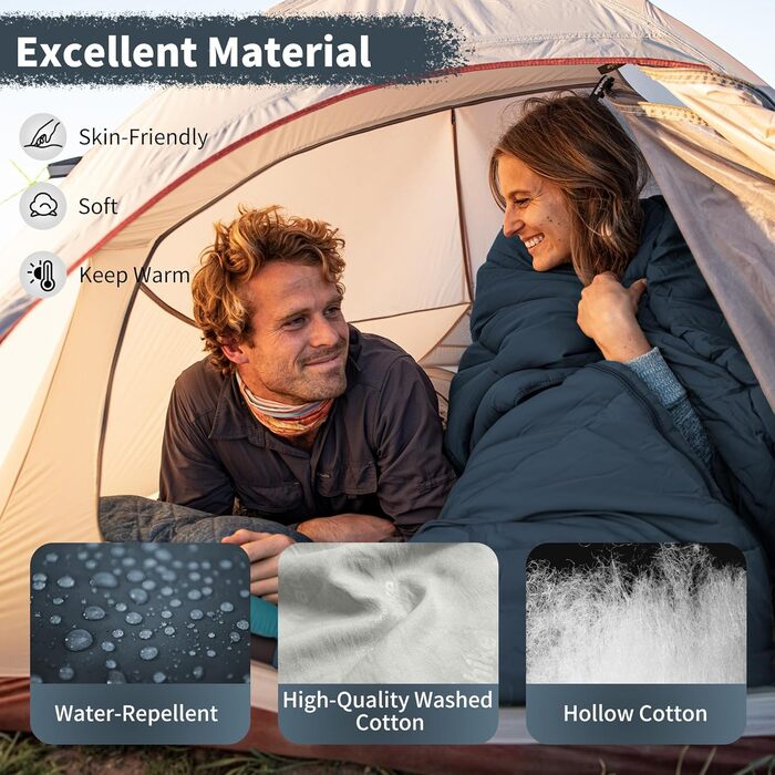 Спальний мішок Naturehike для дорослих, легкий прямокутний сплайсований 3-сезонний спальний мішок, для кемпінгу на природі, походів, синій