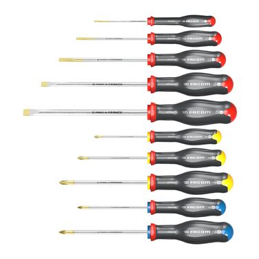 Набір викруток FACOM PROTWIST, 10 предметів, ATW.J10PB. Стандартні викрутки, 10 шт. з круглим та шестигранним жалом