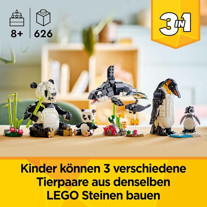 Конструктор LEGO Creator 3-in-1 Wild Animals: Panda Family 31165, 626 деталей, дикі тварини