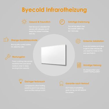 Інфрачервоний обігрівач byecold 350 Вт, інфрачервоний електричний обігрівач 120 * 30 см, радіаторна нагрівальна панель, енергозбереження, захист від перегріву, 350 Вт тумблер, білий