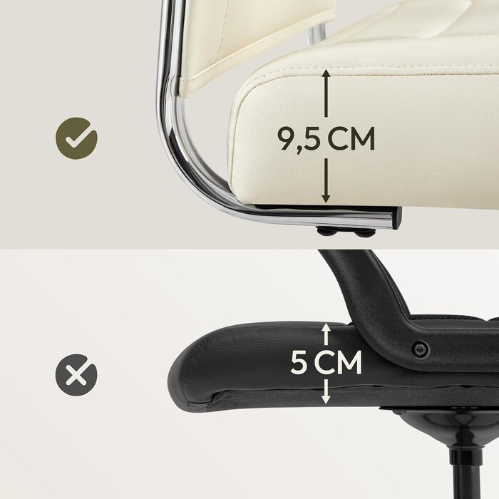 Ергономічне офісне крісло Yaheetech з підлокітниками, комп&39ютерне крісло керівника з високою спинкою, робоче крісло з функцією гойдання, вантажопідйомність до 136 кг, бежевий колір