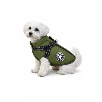 Водонепроникне пальто для собак Надзвичайно водонепроникна зимова куртка для собак зі світловідбивачами, безрукавний жилет на підкладці, вбудований шлей, ідеально підходить для холодних днів (зелений розмір XXL)