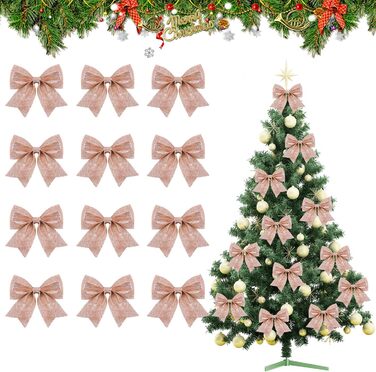 Різдвяні бантики 12 шт рожеві SULOLI