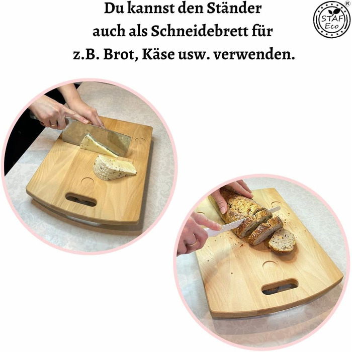 Розсувна дошка STAFECO для аксесуарів Thermomix Premium TM6 TM5 Роликова дошка Слайдер Рухома та безпечна підставка Промаслена дошка Дерево 100 (Масло Дерево)