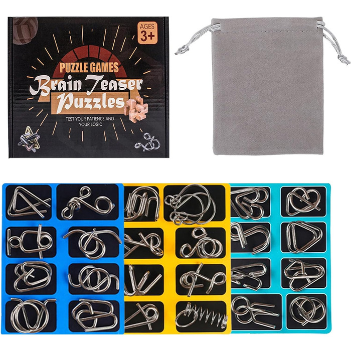 Дерев&39яна колекція 24 металевих головоломки, металева головоломка, металева головоломка, набір інтелектуальних ігор, терпіння, г