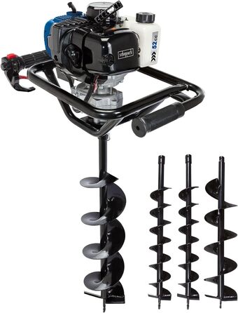 Бензиновий Бур для Землі Бур для Ям, Бур для Стовпів, Садовий Бур Довжина Бура 800 мм Зручний з Двома Ручками Потужність 1450 Вт Максимальний Діаметр Буріння 200 мм В Комплекті Бури 100, 150, 200 мм, 2000