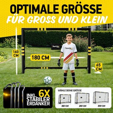 Футбольні ворота для дітей та дорослих у саду з антикорозійним покриттям - дитячі футбольні ворота, включаючи ґрунтові анкери для оптимальної стійкості - футбольні ворота з оббивкою по периметру 180 см x 120 см.