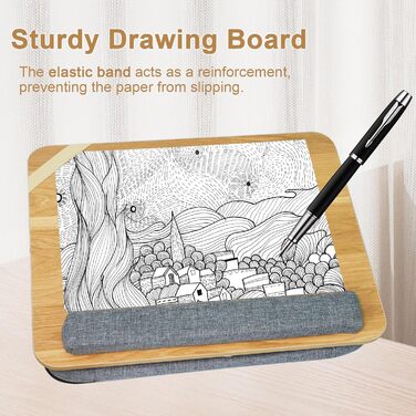 Стіл-підставка на коліна з подушкою, для ноутбука до 15,6 дюймів, з кишенями для зберігання. Портативне робоче місце для дому, університету, офісу (Світло-коричневий)