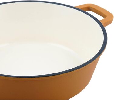 Чавунна каструля Mahlzeit 4,4 л помаранчева, кругла емальована чавунна сковорода з кришкою чавунна каструля, підходить для індукці