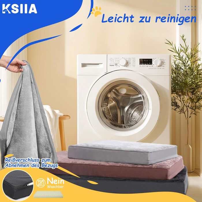 Ортопедичне ліжко для собак KSIIA для великих та середніх собак, подушка для собак, яку можна прати, пухнастий килимок для собак, матрац для собак зі знімним чохлом, темно-сірого кольору, 90x55x7 см (Д 90 x Ш 55 x В 7 см)