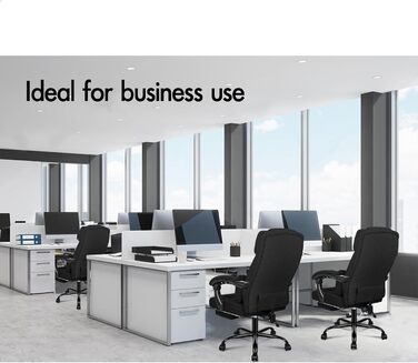 Ергономічне офісне крісло ALFORDSON, комп&39ютерне крісло з підставкою для ніг, сітчасте крісло з високою спинкою, поворотне крісло з нахилом 150, тканина, чорний колір (лляна тканина), серія Boss