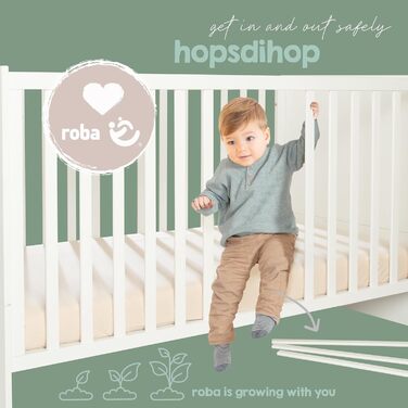 Дитяче ліжко roba 70x140 см Woodland Buddies Дитяче ліжко-трансформер з аксесуарами Вкл. матрац, балдахін та комплект постільної білизни 100x135 см Білий/Зелений Для немовлят та малюків Білий / Woodland Buddies