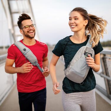 Сумка через плече G4Free, рюкзак через плече з передньою кишенею з блокуванням RFID, рюкзак для походів, нагрудна сумка для жінок, чоловіків, сірий