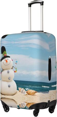 Чохол для валізи Сніговик на пляжі, захисний, міцний, для валіз розміром 45.7-81.3 см, чорний, малий