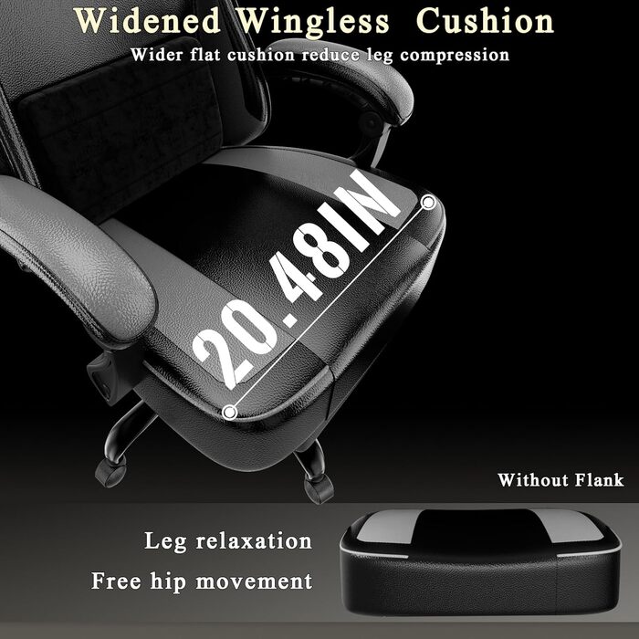 Ергономічне ігрове крісло, комп&39ютерне крісло з регульованою поперековою опорою, комп&39ютерне крісло зі штучної шкіри, стандартна модель (сірий та чорний)