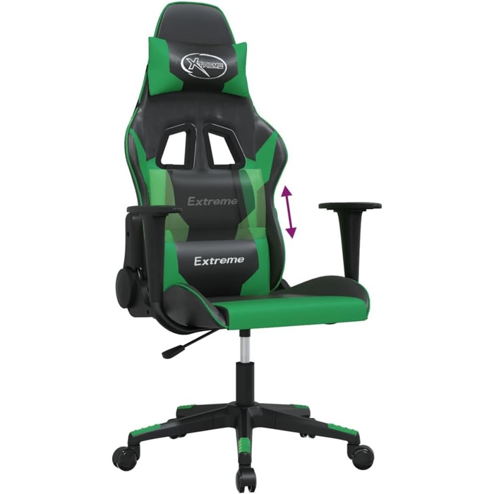 Ігрове крісло, чорно-зелена штучна шкіра, офісне крісло, ігрове крісло, обертове крісло, стілець для столу - 3143690