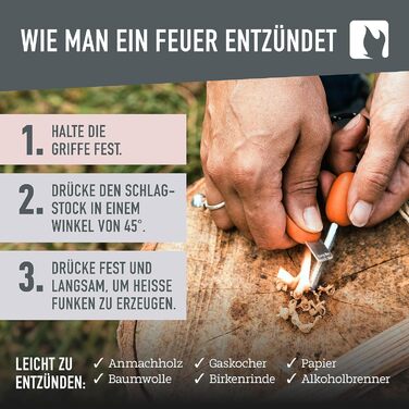 Кресало для виживання LIGHT MY FIRE Outdoor Scout 2-в-1 з аварійним свистком, кресало та кремінь для розпалювання вогню, вічне сірництво з ручкою з біопластику (3000 запалювань), колір іржаво-помаранчевий. Розмір без розміру.