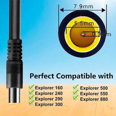 Кабель сонячної розетки на DC 8 мм з адаптером DC 7909 - 8020, кабель сонячної зарядки 14AWG, сумісний з Jackery Explorer 240/1000/2000 Pro Plus, Bluetti EB70/EB3A/AC200MAX, електростанцією Anker 535/555 (5 м).
