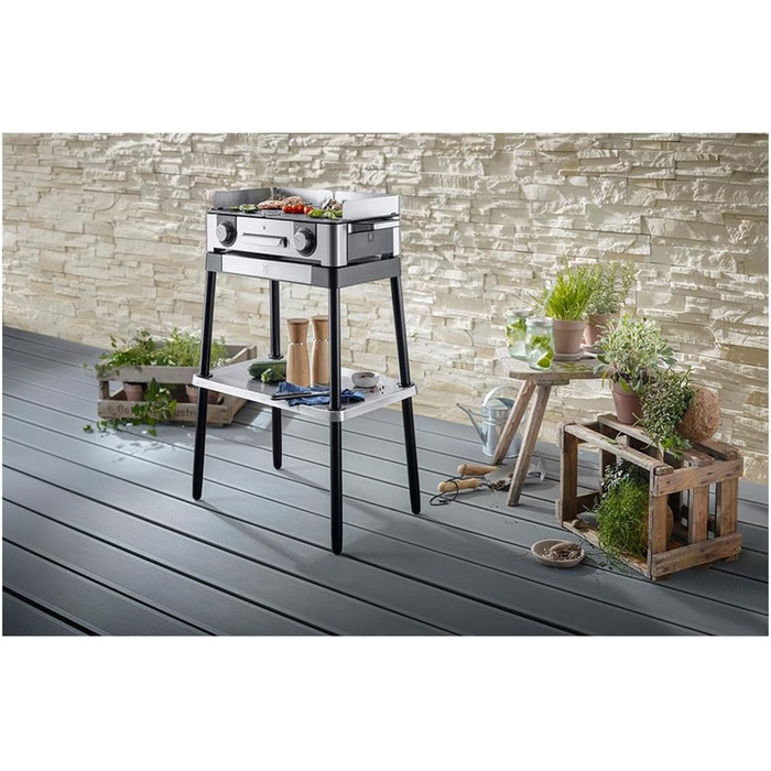 Підставка WMF, Гриль-стіл, Аксесуари для всіх грилів WMF Master Grill, Настільна підставка для гриля, висота 72 см, кромарган матовий/сріблястий