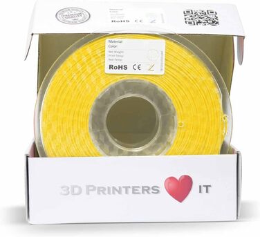 Мм ЖОВТИЙ 1кг - нитка для 3D-друку преміумкласу, легко друкується, ідеально підходить для моделей та прототипів, 3D PLA 1.75