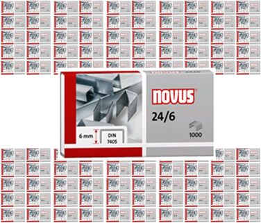 Упаковок по 1 000 штук скоб Novus 040-0158, 24/6, оцинкована, 100 000 штук, 100