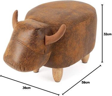 Табурет Balvi La Vache, коричневий, у формі корови, дерев&39яні ніжки, штучна шкіра/дерево, різнокольоровий