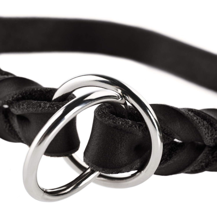 Дресувальний нашийник HUNTER SOLID EDUCATION, колір чорний, особливо міцна шкіра, ручне плетіння, з обмежувальним кільцем, виготовлено в Німеччині, розмір M-L чорний