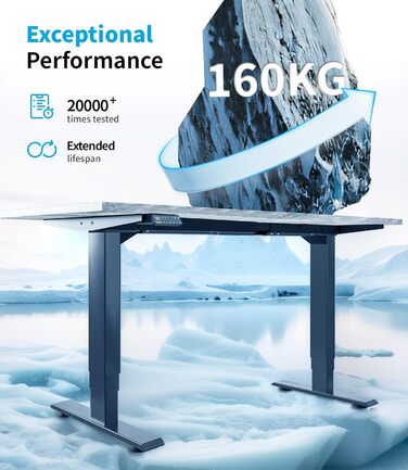 Електричний стіл MAIDeSITe з регулюванням висоти, 2 потужними двигунами, 3-рівневим регулюванням висоти каркаса столу та 4 налаштуваннями пам&39яті з нагадуванням про сидіння/вставання - T2 Pro Plus Black