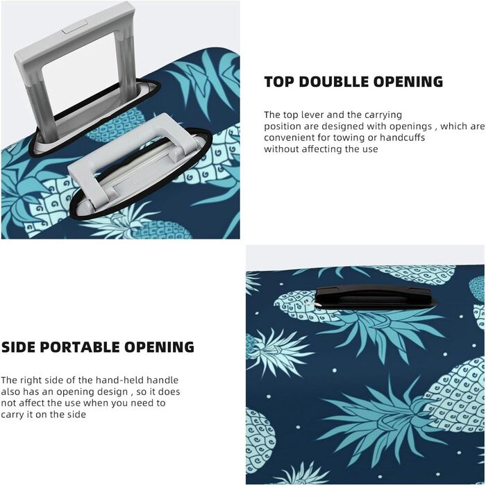 Чохол для валізи Ananas, міцний захист, підходить для багажу розміром 45.7-81.3 см, малий, Чорний