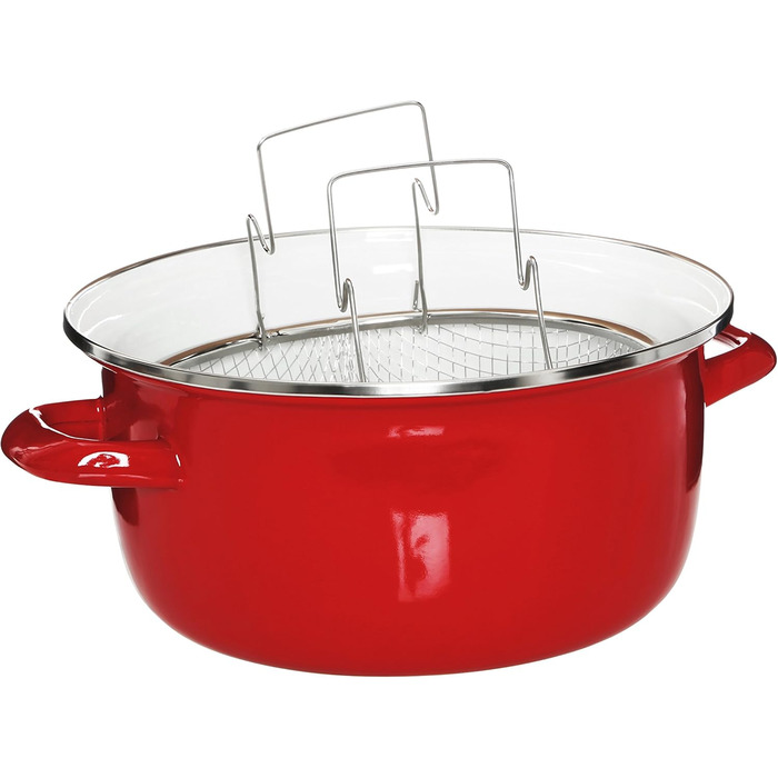 Фритюрниця Premier Housewares 102114 Deep Fryer, емальована, 5 літрів, червона, 33 x 27 x 16 см Червона фритюрниця