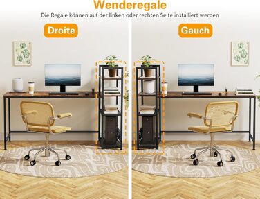 Письмовий стіл HOMIDEC, комп'ютерний стіл з книжковою полицею, навчальний комп'ютерний стіл для ноутбука з 4-х ярусними полицями д