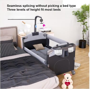 Дитяче ліжечко Pack and Play, складне та портативне приліжкове ліжечко, великий ігровий майданчик з матрацом та пеленальний столик (6602 сірого кольору без сітки) 6602 сірого кольору без розкішної москітної сітки