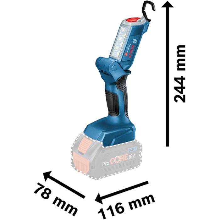 Акумуляторний світлодіодний ліхтар для будівельного майданчика Bosch Professional 18V System GLI 18V-300 (макс. яскравість 300 люмен, без акумулятора/зарядного пристрою)