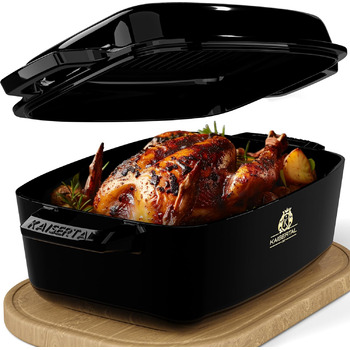 Емальована чавунна жаровня - чавунна каструля 6 л овальна, жароміцна - 7 кг жаровня з кришкою індукційна - каструля з кришкою, 28