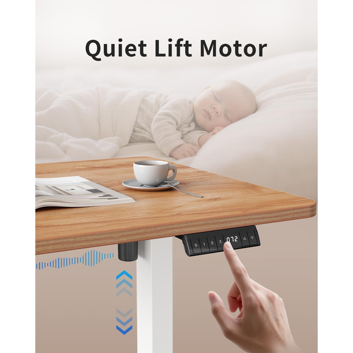 Стіл FEZIBO з регульованою висотою та портами зарядки USB-A та USB-C, 100 x 60 см, стіл для роботи сидячи та стоячи, стіл з електричним регулюванням висоти, ергономічний комп&39ютерний стіл для домашнього офісу, світло-коричневий 100 x 60 см світло-коричн