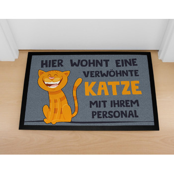 Килимок для дверей MoonWorks з написом &quotРозпещений кіт&quot, кумедний тваринний мотив, власник кота, нековзний та миється, чорний, 60x40 см