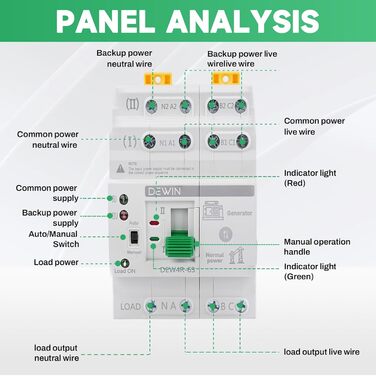 Автоматичний перемикач, 4P 63A 400V ATS перемикач, аварійний автоматичний перемикач живлення, подвійний автоматичний перемикач живлення на DIN-рейку