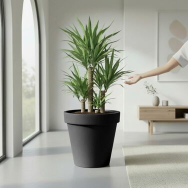 Пластиковий квітковий горщик Spetebo XXL антрацитового кольору - 58 см - круглий кашпо для використання в приміщенні та на вулиці - садовий квітковий горщик, кашпо, кашпо