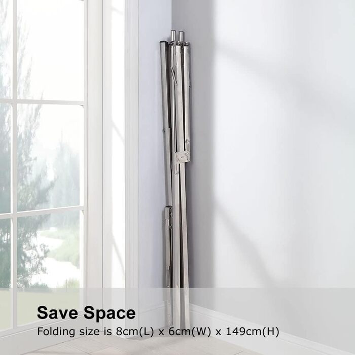 Складна вішалка для одягу, вішалка з нержавіючої сталі для приміщень і вулиці, зручна для зберігання, 2,38 м