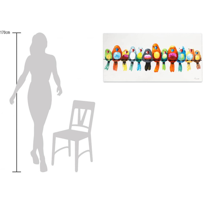 Картина на полотні ArtLoft 100 РУЧНИЙ РОЗПИС 120x60см Картина Друзі на все життя Папуга Барвисті Фотошпалери вітальня