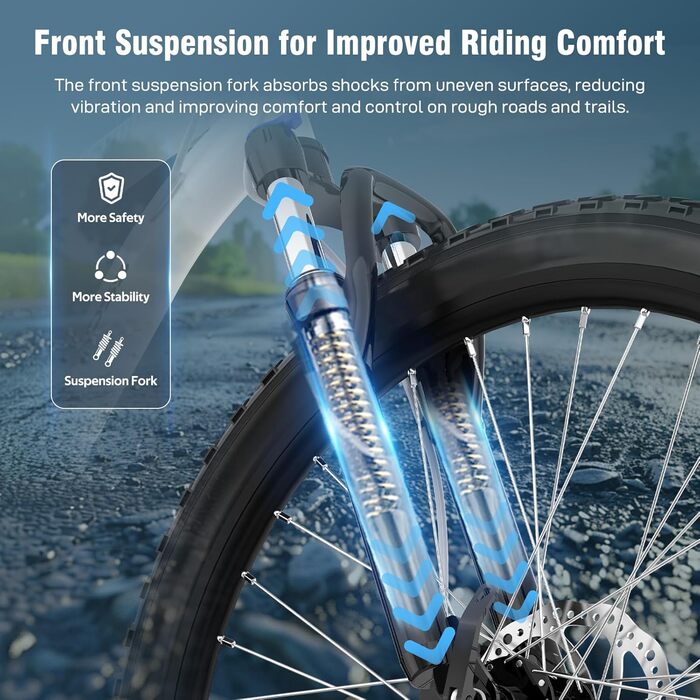 Гірський велосипед EVERCROSS EM3 для дорослих (чоловіків та жінок), 26-дюймовий велосипед, 21-швидкісна система передач, алюмінієва рама з амортизаційною вилкою, всюдихідний велосипед з дисковими гальмами, вантажопідйомність 150 кг