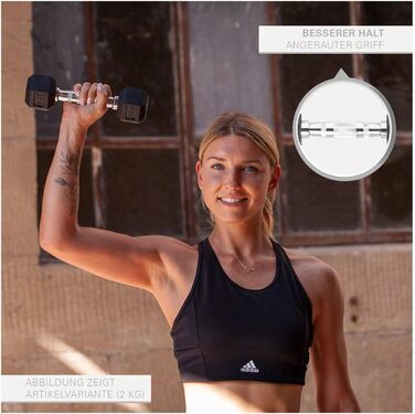 Гантель Sport-Tec Hex 3 кг, гумове покриття, шестикутна, для фітнесу та силових тренувань