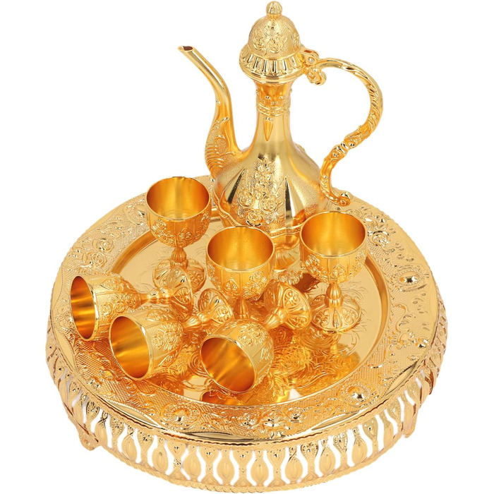 Арамокс Вінтажний чайний сервіз, сплав цинку, елегантний дизайн, ретро-набір для вина, для декору дому, святкових обідів та сімейних зустрічей