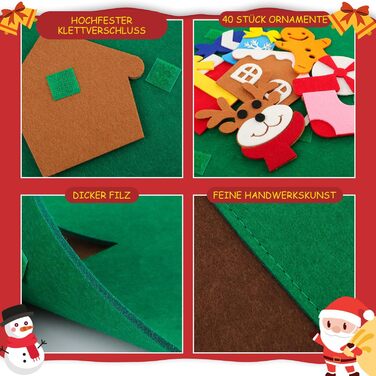 Фетровий різдвяний ялинка Lanpn зі сніговиком з фетру, дитячий різдвяний набір для рукоділля своїми руками 102 см, різдвяна ялинка з 40 знімними прикрасами, підвісний декор для дому, дверей, стіни, стиль 02