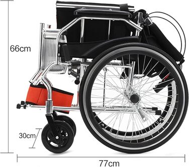 Інвалідні коляски Складні інвалідні візки, Самохідні інвалідні візки Практичні великі колеса, потовщений алюмінієвий сплав, ручне складання, портативний ручний самокат для людей похилого віку та інвалідів