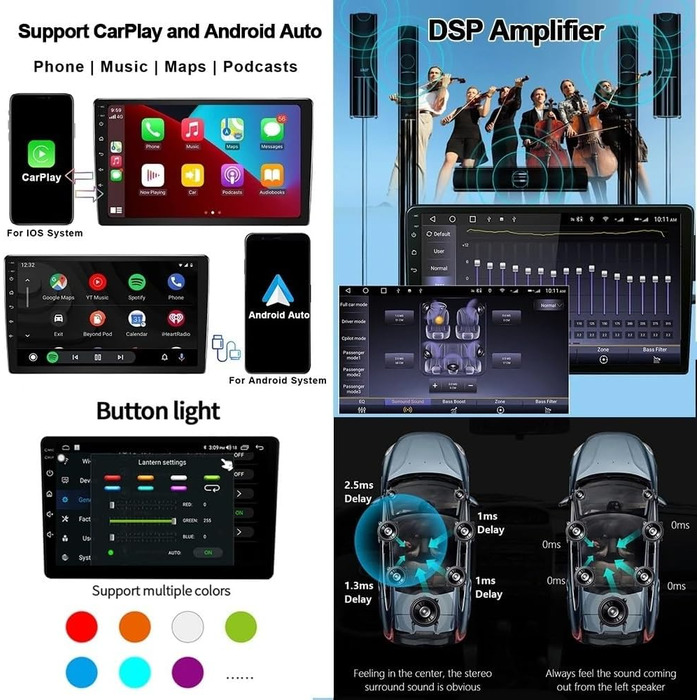 Автомобільна стереосистема FONALO Bluetooth-автомагнітола з DAB Navi Android для Chevrolet Aveo T250 2006-2012 Автомобільний мультимедійний програвач Plug and Play з сенсорним екраном 1080P HD DAB/GPS (колір T3L 232G)